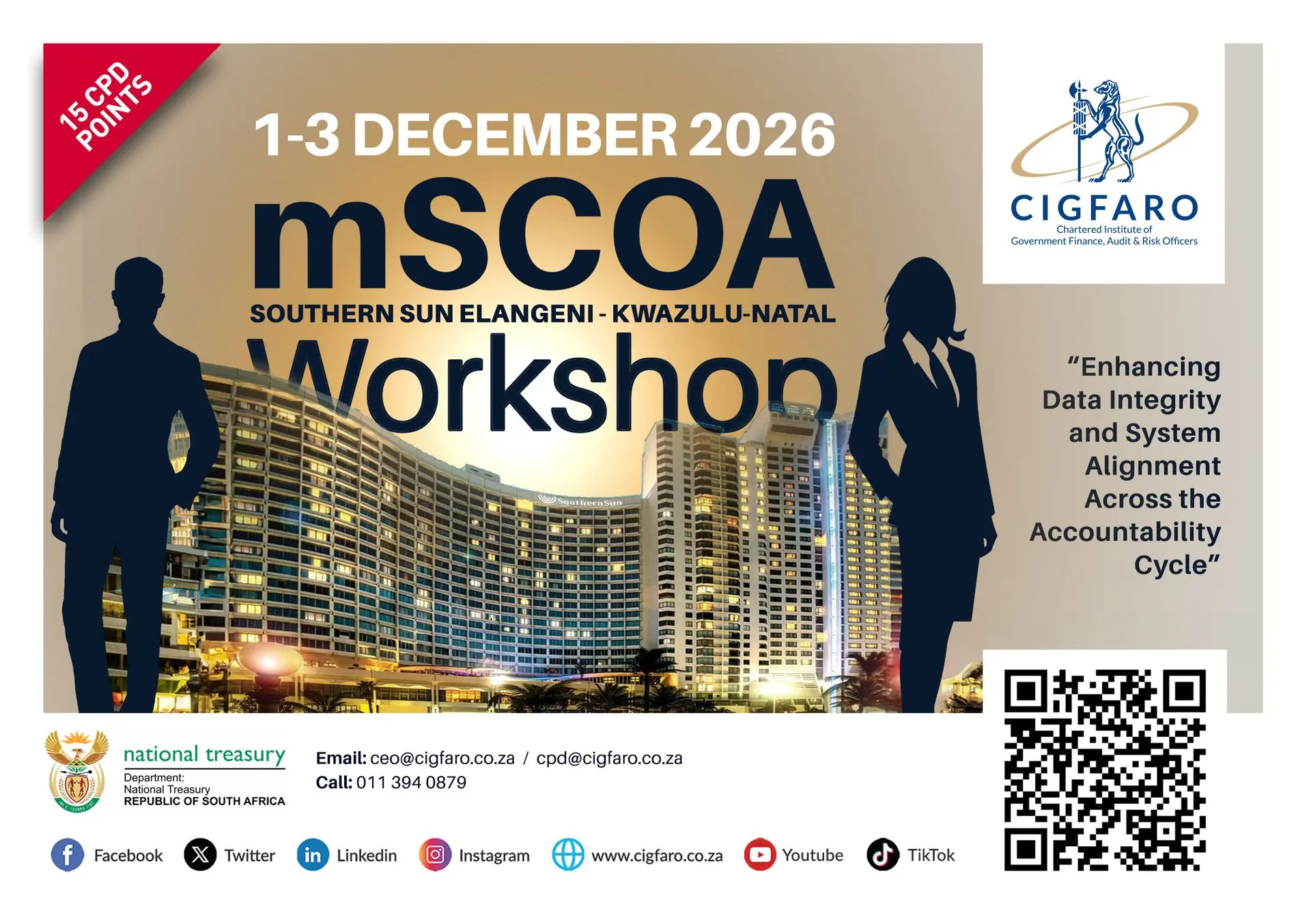 CIGFARO mSCOA Workshop, 1-3 December 2026, Southern Sun Elangeni, KwaZulu-Natal